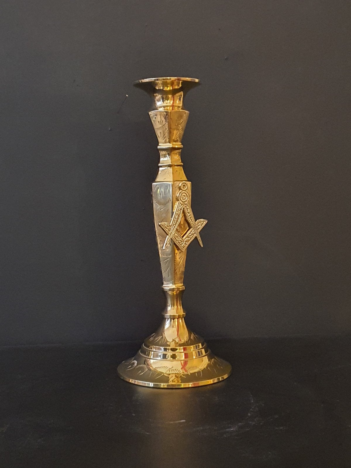 Masonic single candlestick akakia regalia