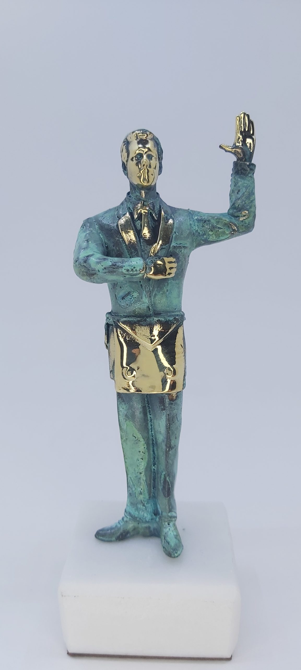 B degree masonic rusted bronze statue